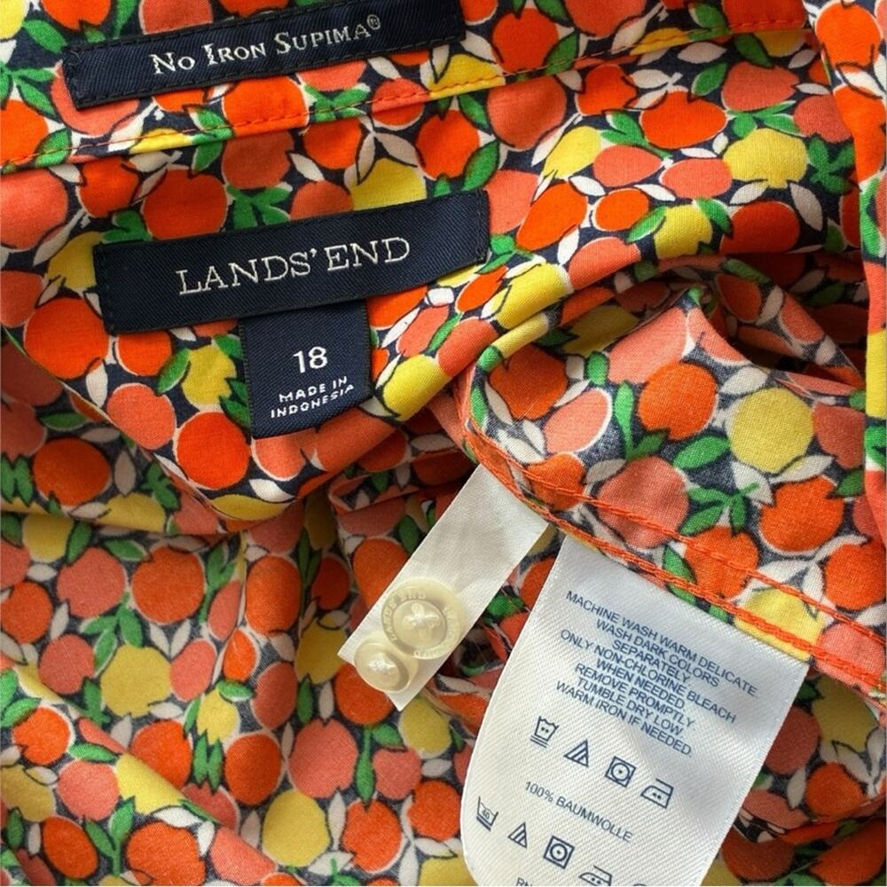 Lands’ End No Iron Supima colorful citrus button down shirt size 18 - Picture 4 of 4